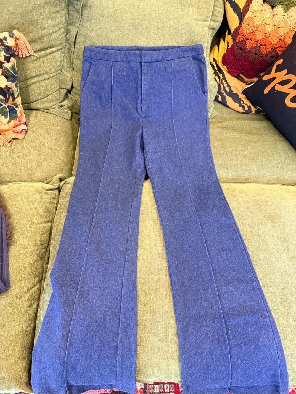 High-Rise Flared Jeans Front Seams in Blue - Tall